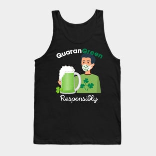 QuaranGreen Responsibly - St Patrick's Day 2021 Humor Funny Pun Tank Top